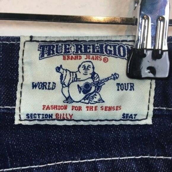 True Religion Jeans Women Size 24 Billy Flap Pocket Sparkle Butt Bling Crystals - Picture 2 of 14